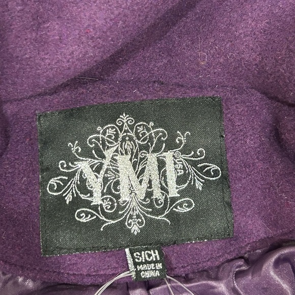 YMI Wool Blend Hooded Purple Coat SZ Small - Picture 5 of 13